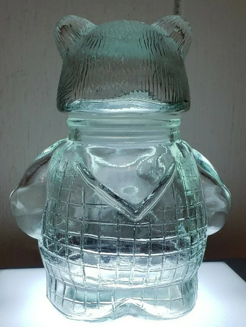 Vintage Glass Bear, Lidded Jar